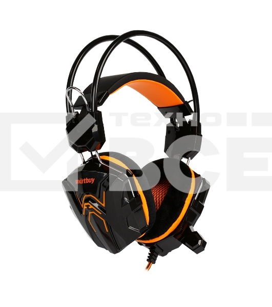 Гарнитура проводная игровая RUSH COBRA, динамики 40мм, велюровые амбушюры, черный/оранжевый (SBHG-1100)