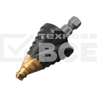 Сверло ступенчатое Denzel 9-12-15-18-21-24-27-30-33-36 мм, Р6М5, 6-гр. хвостовик 723605