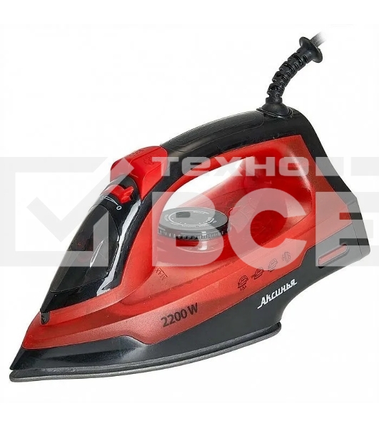 Утюг Аксинья КС-3004 черный с красным, 2200 Вт, 25 г/мин, 120 г/мин, 160 мл