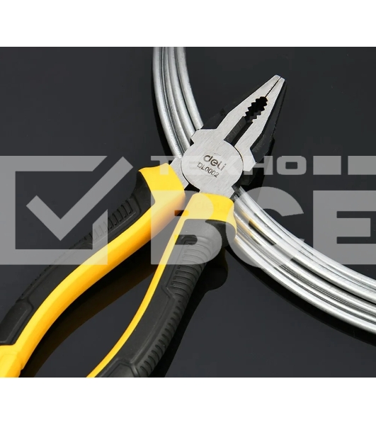 Комбинированные плоскогубцы Deli DL0002 180 мм, двухкомпонентная прорезиненная рукоять