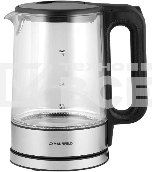 Чайник электрический Maunfeld MGK-612BK, 1.7л, стекло/металл