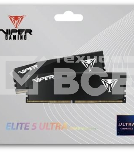 Оперативная память Patriot Viper Elite 5 Ultra, DDR5, 64GB (2x32GB), 6000 MHz, CL28, с радиатором, чёрный
