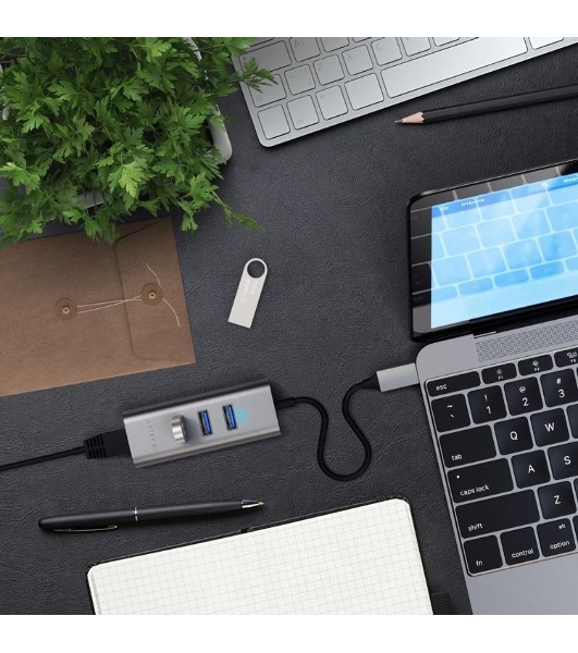 USB-концентратор Satechi ST-TC2N1USB31AM, USB Type-C, USB 3.0/RJ-45, USB Type-C