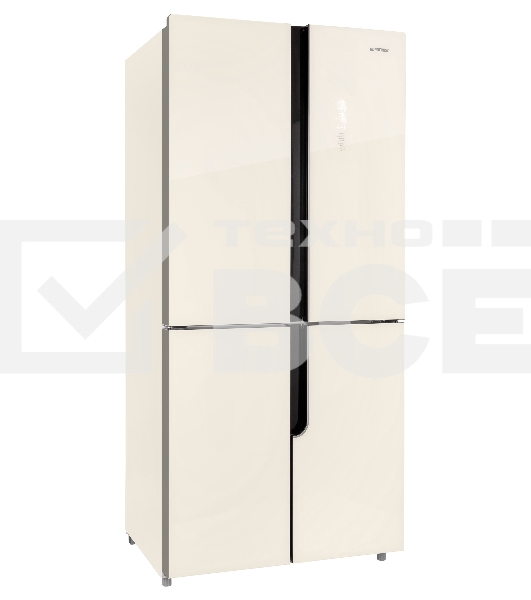 Холодильник Nordfrost RFQ 510 NFGI inverter бежевое стекло трехкамерный 286/141л морозилка снизу, Side-by-Side