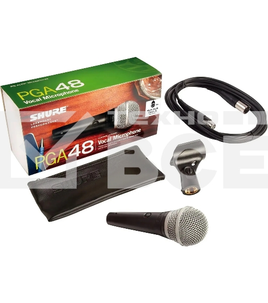 Кардиоидный вокальный микрофон c выключателем, с кабелем XLR -XLR SHURE PGA48-XLR-E