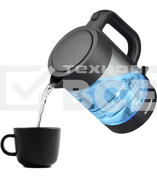 Чайник электрический Hyundai HYK-G7707 1.7л. 2200Вт графит корпус: стекло