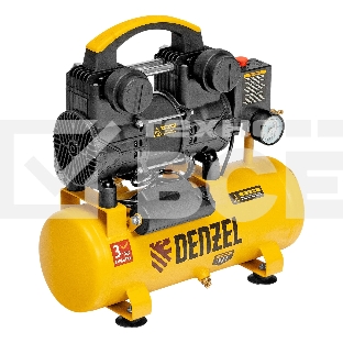 Компрессор безмасляный малошумный Denzel DLP-950/10, 950 Вт,10 л, 2850 об/мин, 170 л/мин