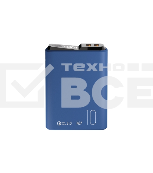 Портативный аккумулятор OLMIO QS-10, 10000mAh, 22.5W, QuickCharge3.0/PowerDelivery, LCD, темно-синий