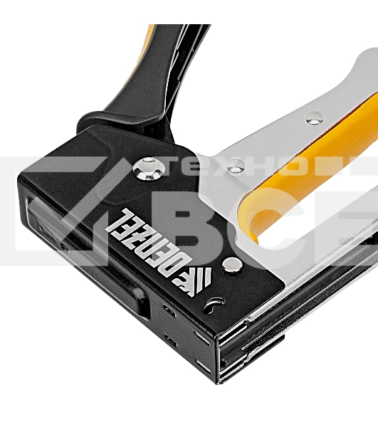 Степлер металлический Denzel скобы в комплекте, 2К рукоятка, тип 53, 6-10 мм