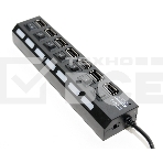 USB-концентратор USB 5bites HB27-203PBK 7*USB2.0 / БП 5В-2А / 1M / черный, фото4