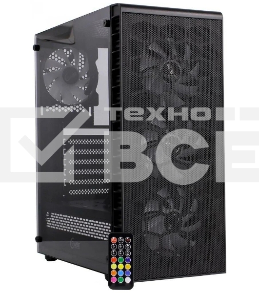 Компьютерный корпус Powercase Mistral Z4С Mesh LED, Tempered Glass, 4x 120mm 5-color fan, чёрный, ATX  (CMIZ4C-L4)