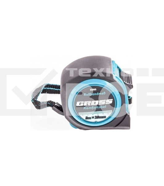 Рулетка Gross Komfortabel, 5 м х 25 мм, обрезиненный корпус