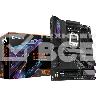 Материнская плата Gigabyte X870E AORUS ELITE WIFI7, AM5, AMD X870E, 4xDDR5, 4xSATA, 4xM.2, 1xPCI-E 5.0 x16, 1xPCI-E 4.0 x4, 1xPCI-E 3.0 x4, 1xHDMI, 1x 2.5Gb LAN, 4xUSB-A 3.2 Gen 1, 2xUSB-A 3.2 Gen 2, 4xUSB-A 2.0, 2xUSB-C 4.0, 2x3.5 мм, 7.1, ATX