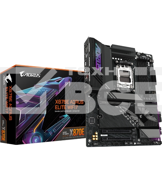 Материнская плата Gigabyte X870E AORUS ELITE WIFI7, AM5, AMD X870E, 4xDDR5, 4xSATA, 4xM.2, 1xPCI-E 5.0 x16, 1xPCI-E 4.0 x4, 1xPCI-E 3.0 x4, 1xHDMI, 1x 2.5Gb LAN, 4xUSB-A 3.2 Gen 1, 2xUSB-A 3.2 Gen 2, 4xUSB-A 2.0, 2xUSB-C 4.0, 2x3.5 мм, 7.1, ATX