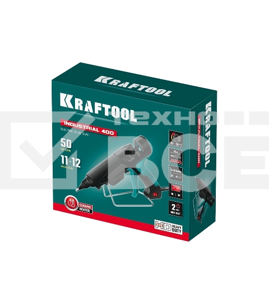 Пистолет клеевой KRAFTOOL 06843-300-12 PRO  регулятор темп, выход клея 1,5 кг/час, d=12мм, 300Вт