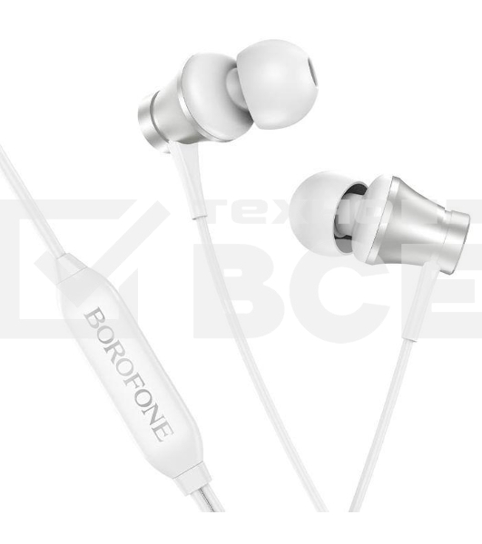 Проводные наушники Borofone BM73 серебристый, внутриканальные, Jack 3.5 мм