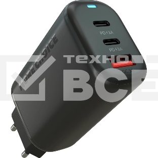 Сетевое зарядное устройство MORE CHOICE NC79a 1USB+2Type-C 3.0A PD 65W быстрая зарядка для Type-C 2м, черный