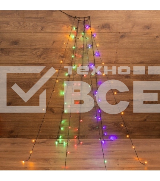 Гирлянда светод. Funray Дождик, SE-RAIN-200M, 10н по 2м, 200LED, мульти(4цв.), контр, зел.шн 1,5м,