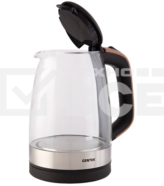 Чайник электрический Centek CT-0065 Beige стекло, 1.7 л 2200 Вт, LED-подсветка, мерная шкала, защита от вкл б/воды