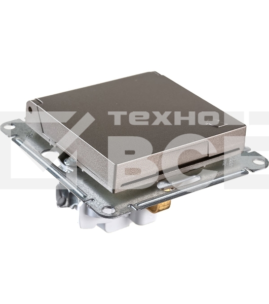 Механизм розетки 1-м СП AtlasDesign 16А IP20 с заземл. защ. шторки с крышкой шампань