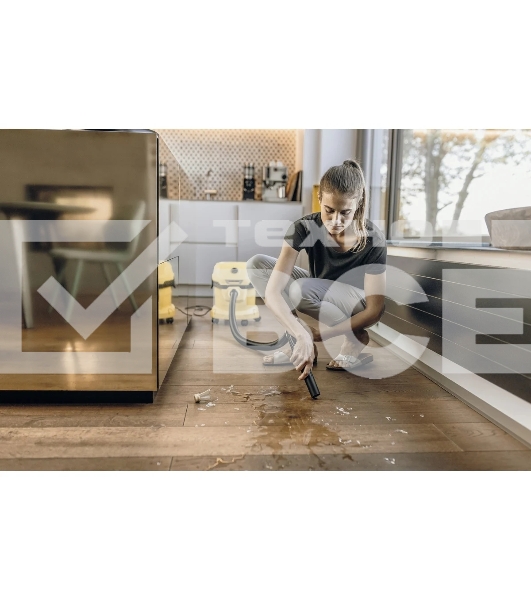 Строительный пылесос Karcher WD 2 Plus V-12/4/18 желтый, 1000 Вт, уборка сухая/сбор воды, пылесборник мешок/контейнер, 12 л