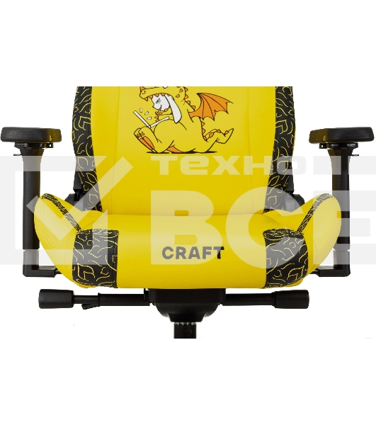 Кресло Knight Craft Dragon желтый, экокожа, 120 кг, механизм качания