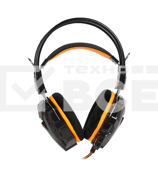 Гарнитура проводная игровая RUSH COBRA, динамики 40мм, велюровые амбушюры, черный/оранжевый (SBHG-1100)