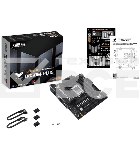 Материнская плата ASUS TUF Gaming B850M-Plus, AM5, AMD B850, 4xDDR5, 4xSATA, 3xM.2, 1xPCIe 5.0 x16, 1xPCIe 4.0 x4, 1xPCIe x1, 1xDP, 1xHDMI, 1x2.5Gb LAN, 4xUSB 2.0, 4xUSB 3.2 Gen 1, 3xUSB 3.2 Gen 2, 1xUSB-C, 3x3.5 мм, 7.1, mATX
