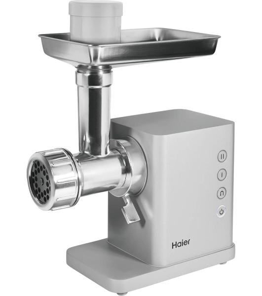 Мясорубка электрическая Haier HG-702 серебристый, 1900 Вт, 3.5 кг/мин, реверс, защита от перегрузки, насадки - 14