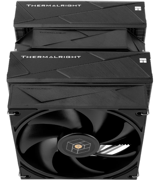 Кулер для процессора Thermalright Royal Pretor 130 (4-pin PWM, 158мм, Ni/Cu, 6x6мм, 1x120+1x130мм, 80.45CFM/81.88CFM, 29.4dBA/28.3dBA, 2150PM/1750RPM, S: 1200, 1700, 1851, 2011, 2066, 115X, AM4, AM5, silver, black)