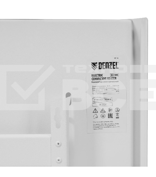 Конвектор Denzel XCE-1000 белый, 1000 Вт, 15 м2, термостат