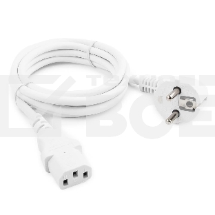Кабель питания Cablexpert PC-186W Schuko-C13, 3x0.5мм2, 6A, с заземлением, 1.8м, белый, пакет