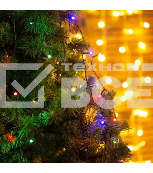 Гирлянда светод. Funray Дождик, SE-RAIN-200M, 10н по 2м, 200LED, мульти(4цв.), контр, зел.шн 1,5м,