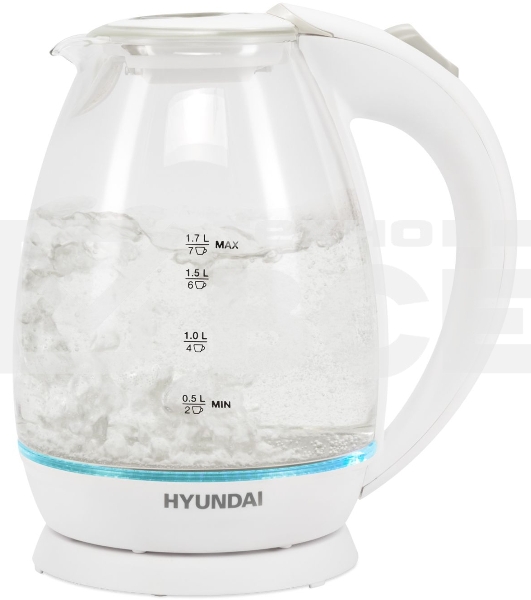 Чайник электрический Hyundai HYK-G2409 1.7л. 2200Вт белый/серебристый (корпус: стекло)