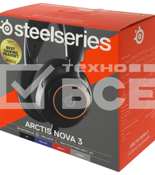 Наушники с микрофоном Steelseries Arctis Nova 3 черный 1.2м накладные оголовье (61631)