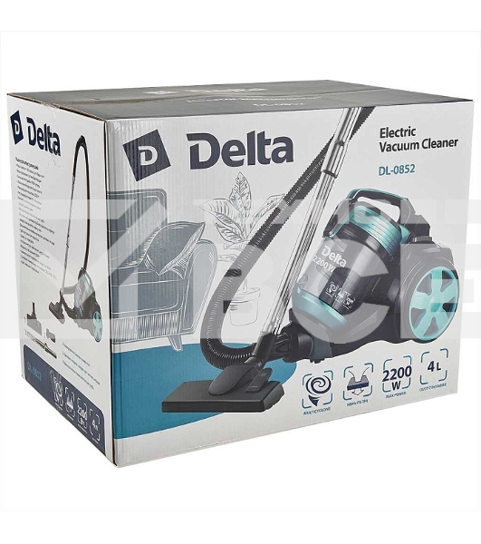 Пылесос DELTA DL-0852 черный/бирюзовый, 350/2200 Вт, уборка сухая, пылесборник контейнер, 4 л