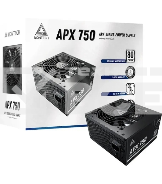 Блок питания Montech APX 750 (XWYA11-750W) 750 Вт, 80 PLUS WHITE, 120 мм, немодульный, чёрный