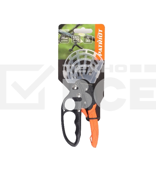 Секатор контактный PATRIOT PBP 205 R, наковаленка, храповый механизм, 205 мм