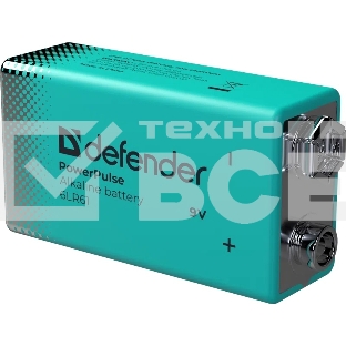 Батарейка алкалиновая Defender 6LR61-1BL (Крона) 9V, блистер, 1 шт., PowerPulse