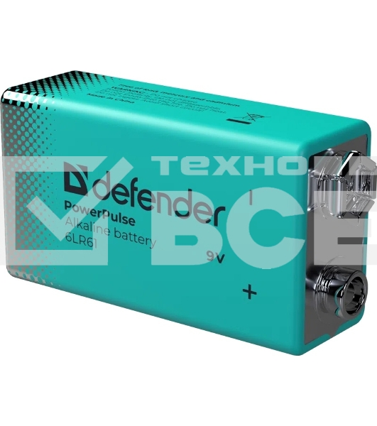 Батарейка алкалиновая Defender 6LR61-1BL (Крона) 9V, блистер, 1 шт., PowerPulse