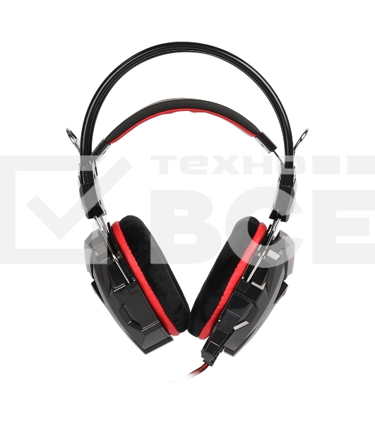 Гарнитура проводная игровая RUSH COBRA, динамики 40мм, велюровые амбушюры, черный/красный (SBHG-1300)