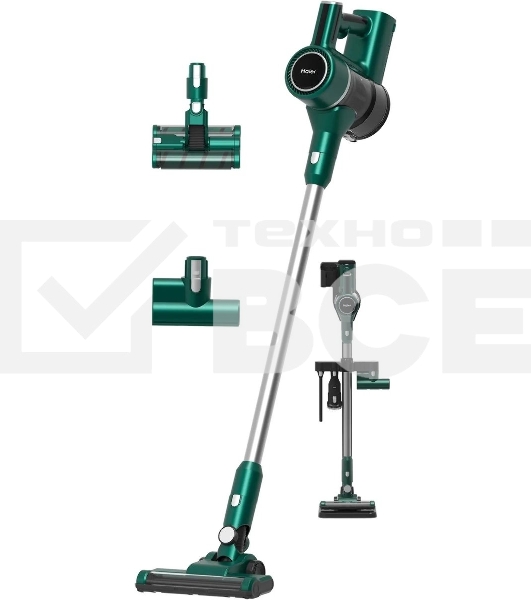 Пылесос вертикальный Haier HVC400HE зеленый, питание от аккумулятора, 400 Вт, уборка сухая, пылесборник 0.8 л