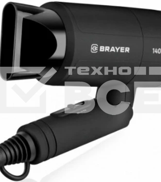 Фен BRAYER BR3040 черный, 1400 Вт, компактный