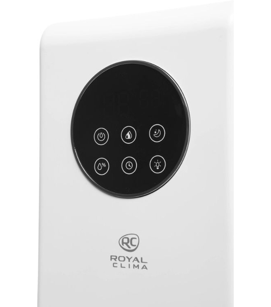 Увлажнитель воздуха Royal Clima VOLPE RUH-VP270/6.5E-WT белый, 30 м², 6.5 л, ультразвуковой, производительность 270 мл/ч, гигростат, ароматизация, управление по Wi-Fi (SmartLife), пульт ДУ