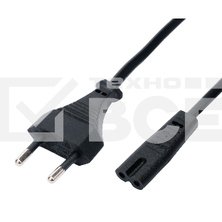Кабель питания Cablexpert PC-184A-VDE-1.8M CEE 7/16-C7, 2x0.75мм2, 2.5А, VDE, угл.разъемы, 1.8м, черный, пакет