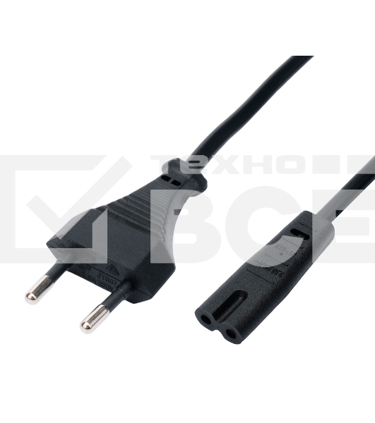 Кабель питания Cablexpert PC-184A-VDE-1.8M CEE 7/16-C7, 2x0.75мм2, 2.5А, VDE, угл.разъемы, 1.8м, черный, пакет