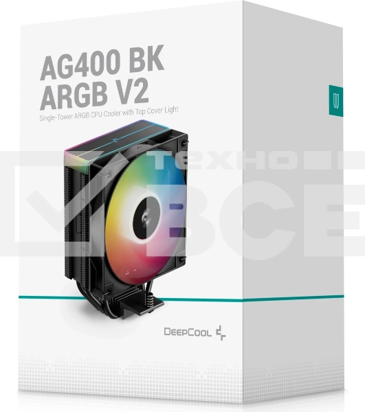 Кулер для процессора DEEPCOOL AG400 BK ARGB V2 черный 120мм алюминий+медь 2100rpm 31.6db 4-pin 220W 154мм