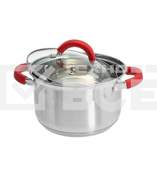 Кастрюля WEBBER BE-341/2 3 л, нержавеющая сталь, со стеклянной крышкой