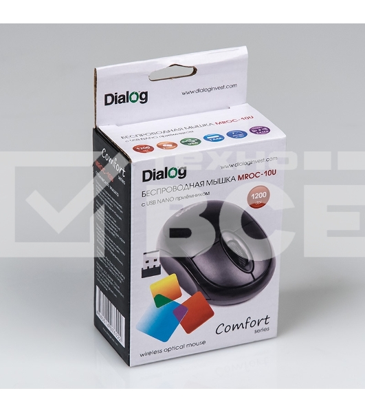 Мышь беспроводная Dialog Comfort MROC-10U черный, 1200 dpi, радиоканал, USB, кнопки - 3