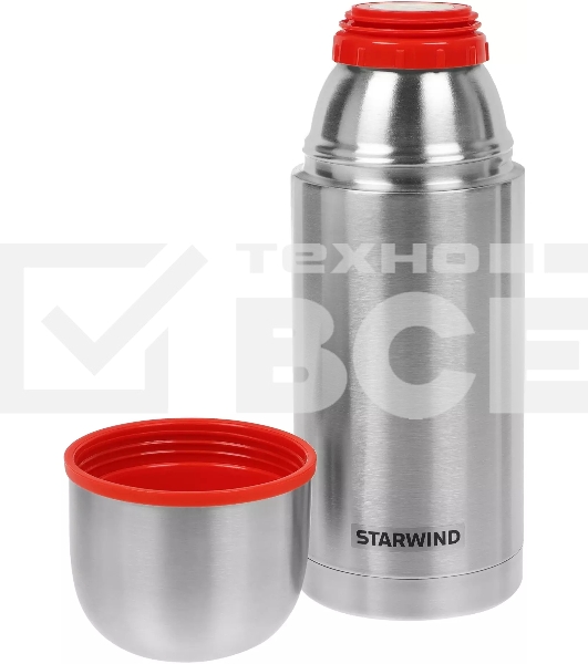 Термос Starwind 20-750 0.75 л. серебристый/красный, картонная коробка